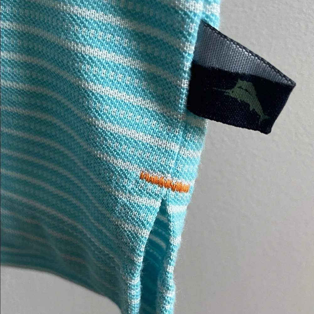 Tommy Bahama Men's Light Aqua Micro-Stripe Polo